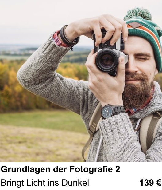 Grundlagen der Fotografie 2 als Fotoworkshop in Frankfurt